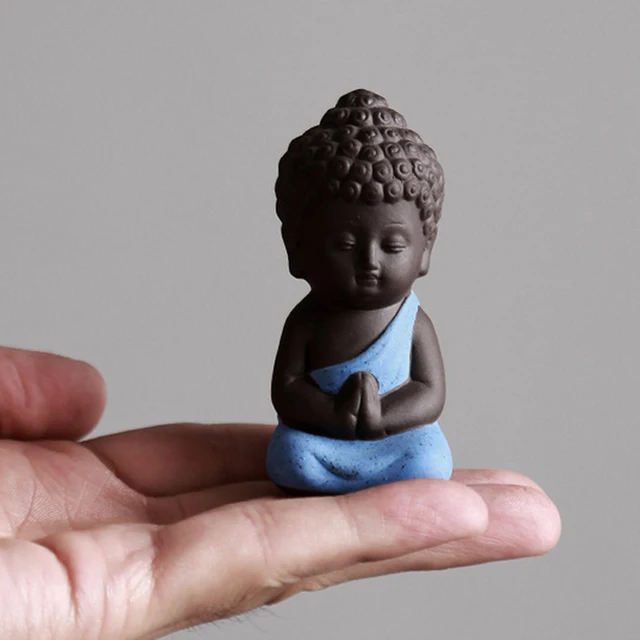 8*4CM Buddhism Litlle Meditation Monk Small Statues Miniature Craft