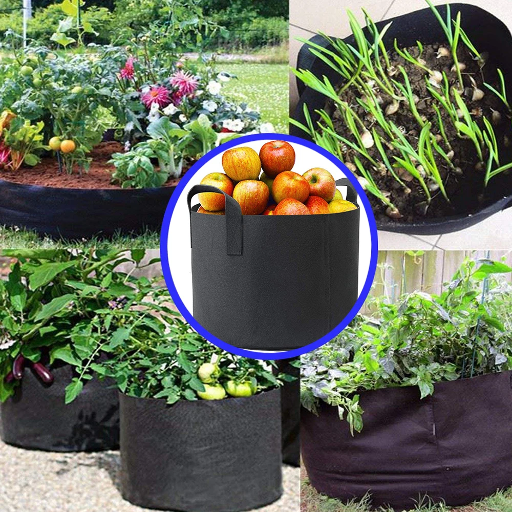 5PCS Hydroponics Fabric Pot Breathable Pots Container Grow Bag Plant Gallons
