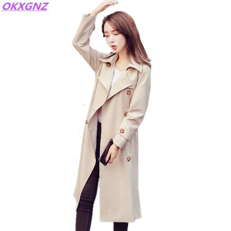 OKXGNZ 2017 Spring New Lady Coat Korean Version Fashion Long font b Jacket b font Solid