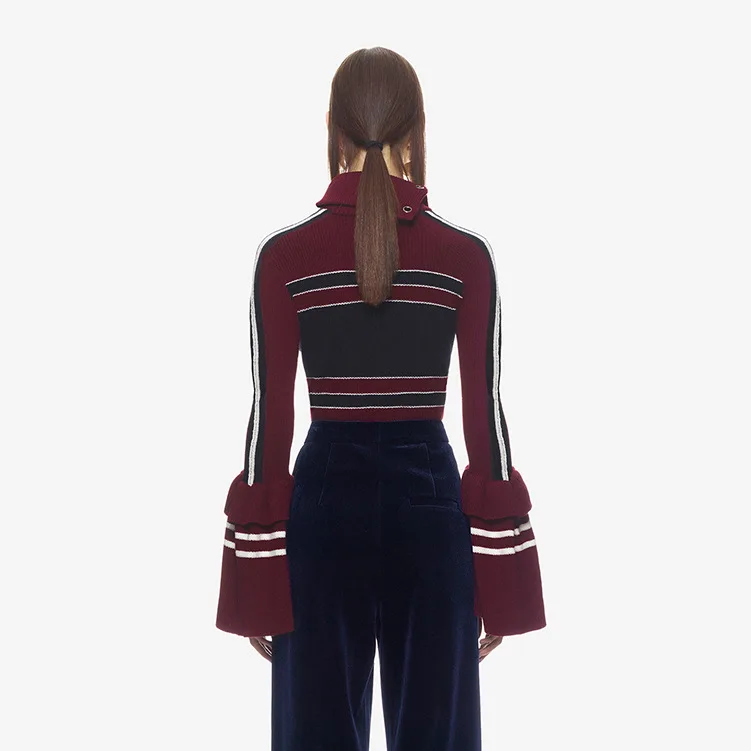 Wool Knitting Women New StripedSlim Base Sweater 2019 Pullovers Irregular Wool Women Sweaters and Pullovers