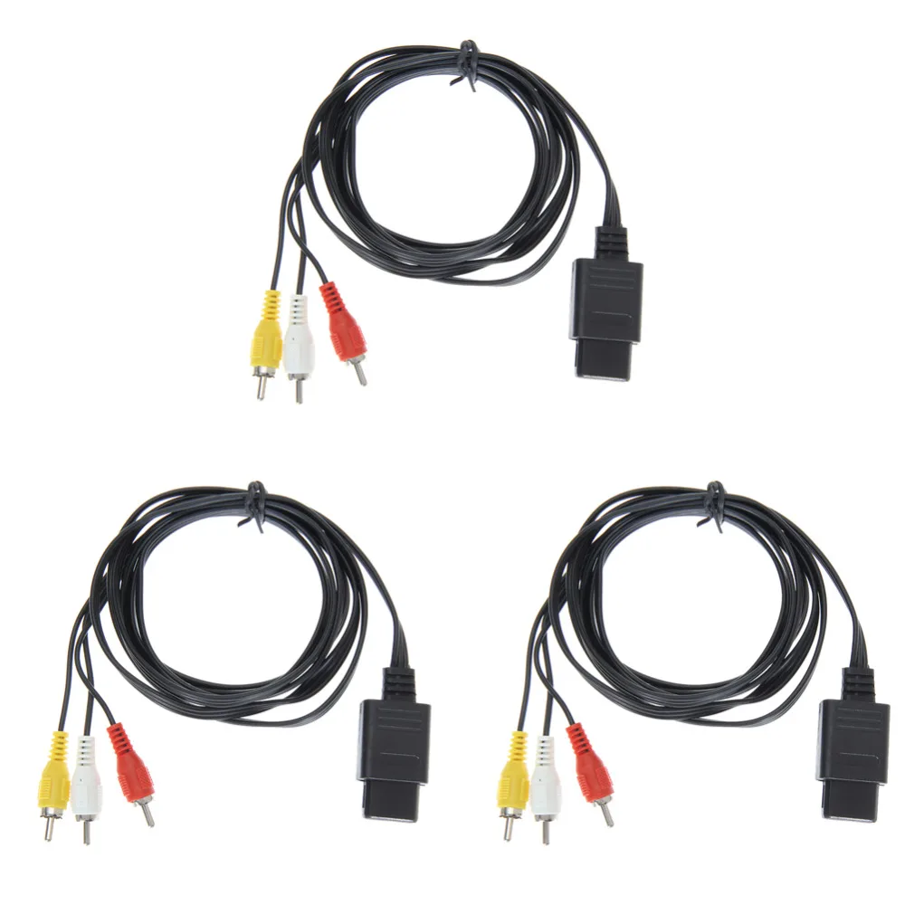 3pcs-lot-Wholesale180cm-6FT-AV-TV-RCA-Video-Cord-Cable-For-Game-cube-for-SNES-GameCube