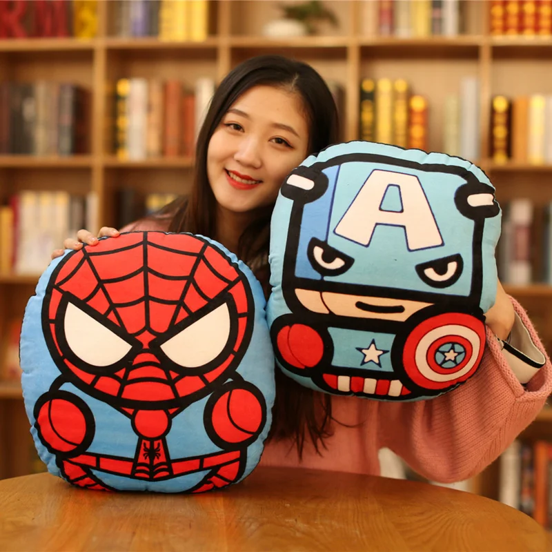 

40*35 cm Stuffed Super Hero Spider Man Thor Hulk Iron Man Image Plush Toys Cushion Pillow Toys For Children Kids Gifts