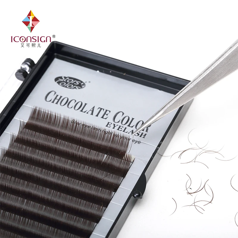

Hot sale color chocolate 10 lines thick eyelash Brown eye lash Extensions false eyelash single lashes beauty Cilia makeup