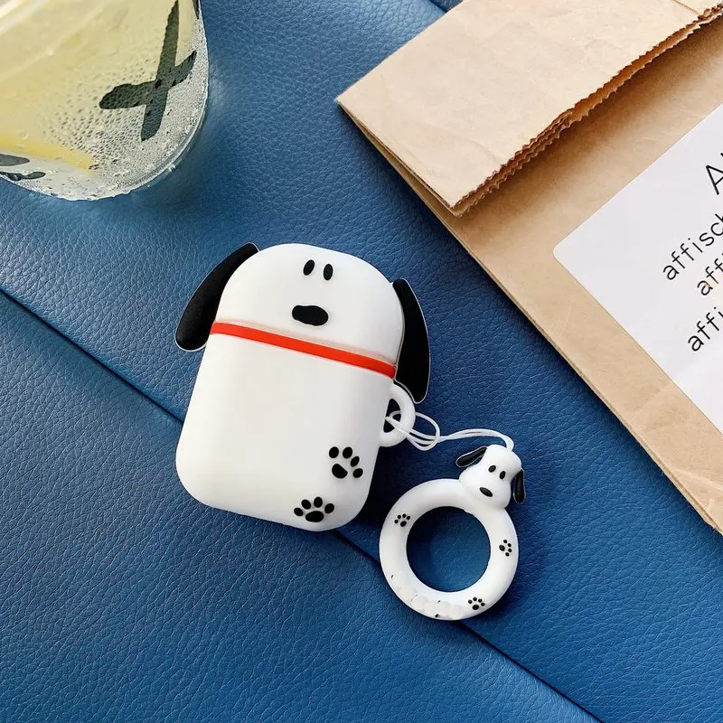 Bluetooth чехол для наушников с 3D милым рисунком из мультфильма "Charlie peanuts Dog" силиконовый чехол для наушников для Apple Airpods 1 2 чехол для зарядки s - Цвет: White Dog