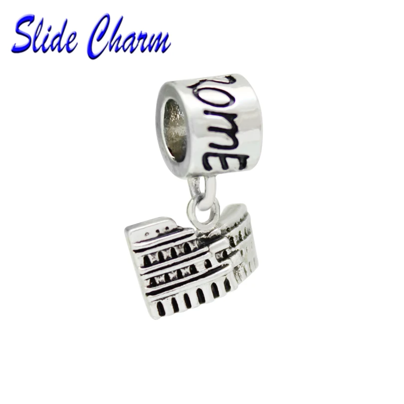 Fashion 925 Silver castle Charm European Spacer Beads Fit Necklace Bracelet #/%