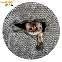 HUGSIDEA 60*60 см Круглый Ковер 3D Милый Котик Сова чехол принт серые тканые ковры Нескользящая область круглый коврик для дома гостиной детской спальни