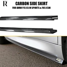 X5 X6 Carbon Fiber Side Bumper Skirt for BMW F15 X5 F16 X6 with M Package & F85 X5M F86 X6M Side Skirts Bodykit pair matte black m color front left right side kidney grille grill for bmw x5 f15 x6 f16 x5m f85 x6m f86 2014 2015 2016 2017