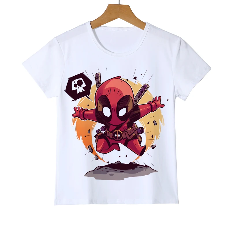 Новое поступление, модная детская футболка для мальчиков «Человек-паук», «Дэдпул», «Железный человек», «флэш», «Капитан Америка», классная детская одежда, рубашка, Z36-1