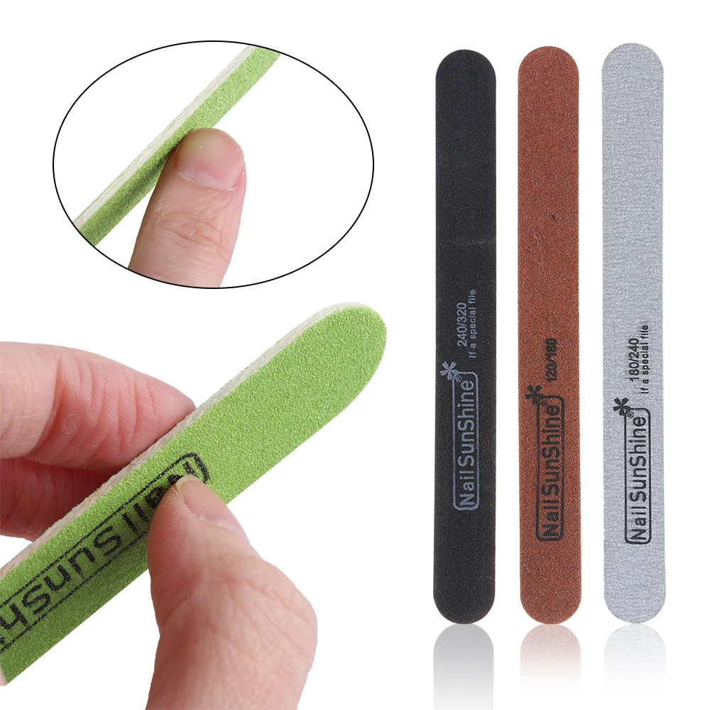 

2Pcs Strong Thick Wood Nail Files Manicure Nail Sunshine Wood Sanding Nails Files 180/240 120/180 240/320 100/150 Lima Buffer