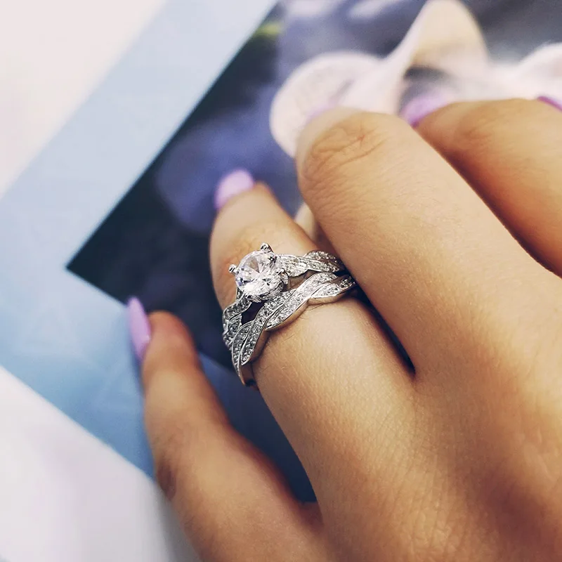 

original 925 sterling silver wedding Ring set pair Bride for women Engagement for Women Jewelry dropshipping wholesaler r751