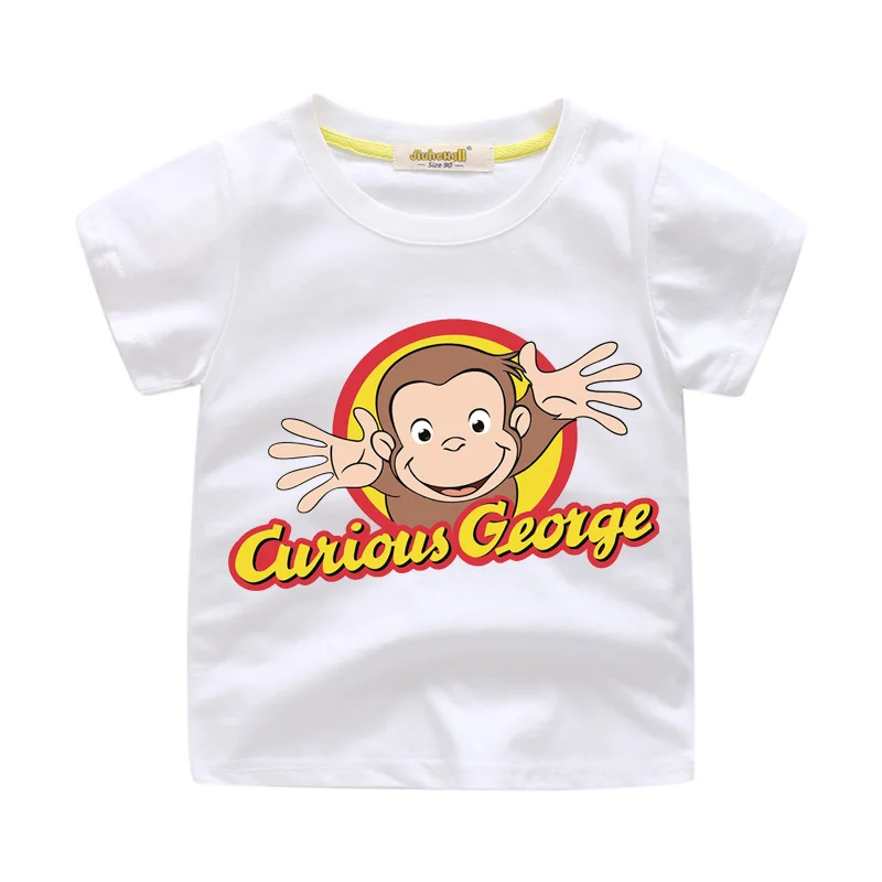 Детская футболка с 3D принтом в виде забавного Джорджа и обезьяны; Одежда для мальчиков и девочек; Летние Короткие футболки; одежда; детская футболка; WJ050 - Цвет: White Tshirt