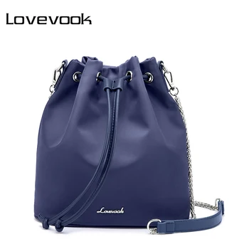 

LOVEVOOK handbag women bucket bag drawstring shoulder crossbody bags for women messenger bag female waterproof oxford purse 2019