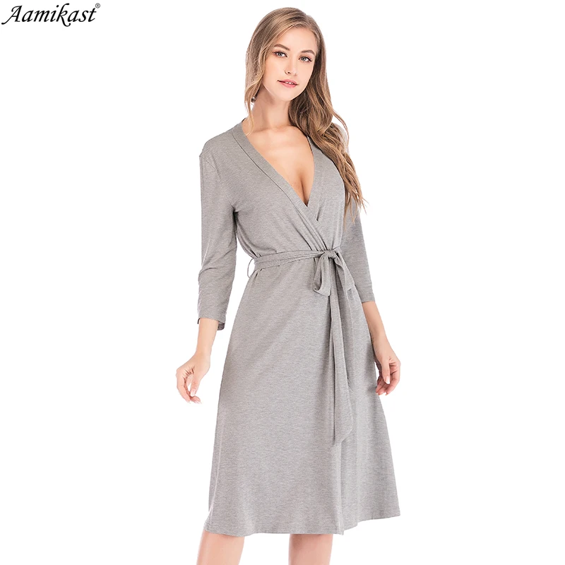

Aamikast Autumn Winter Womens Modal Maternity Pregnancy Labor Robe Delivery Nursing Nightgowns Hospital Breastfeeding Gown S-XXL