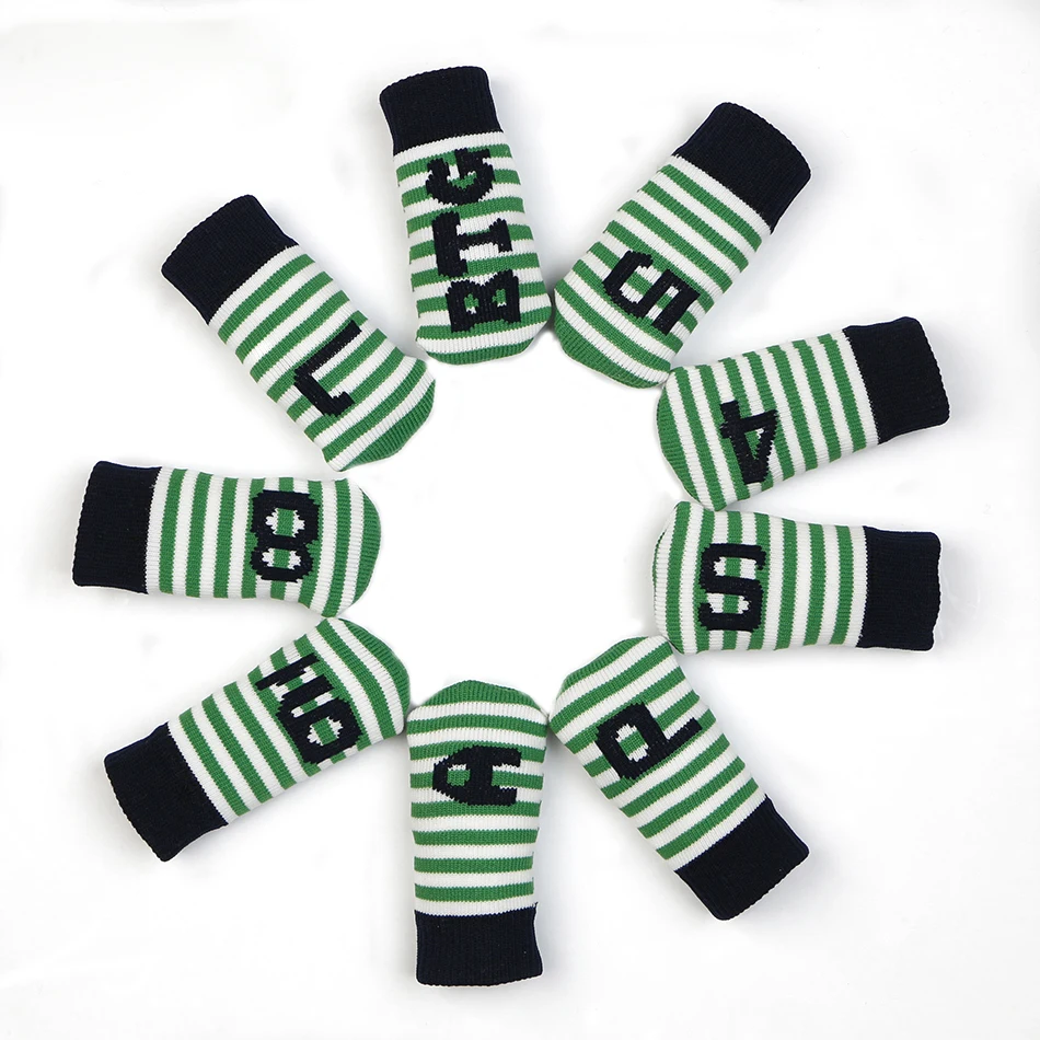 2018 New Style 10pcs/set Stripe Kniting Golf Iron Head Covers Knit Iron (4-9PAS) Blank Fairway Protect Headcover with Number Tag 2018 New Style 10pcs/set Stripe Kniting Golf Iron Head Covers Knit Iron (4-9PAS) Blank Fairway Protect Headcover with Number Tag