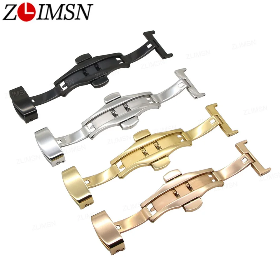 

22mm Double Push Button Fold Butterfly Deployment Watch Bands Strap Clasp Buckle K07