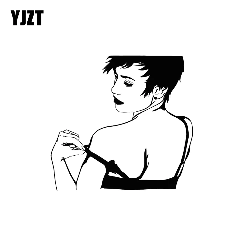 

YJZT 11.3CM*10.7CM Naked Hot Sexy Girl Woman Striptease Back Stickers Vinyl Car Sticker Black Silver C20-0004