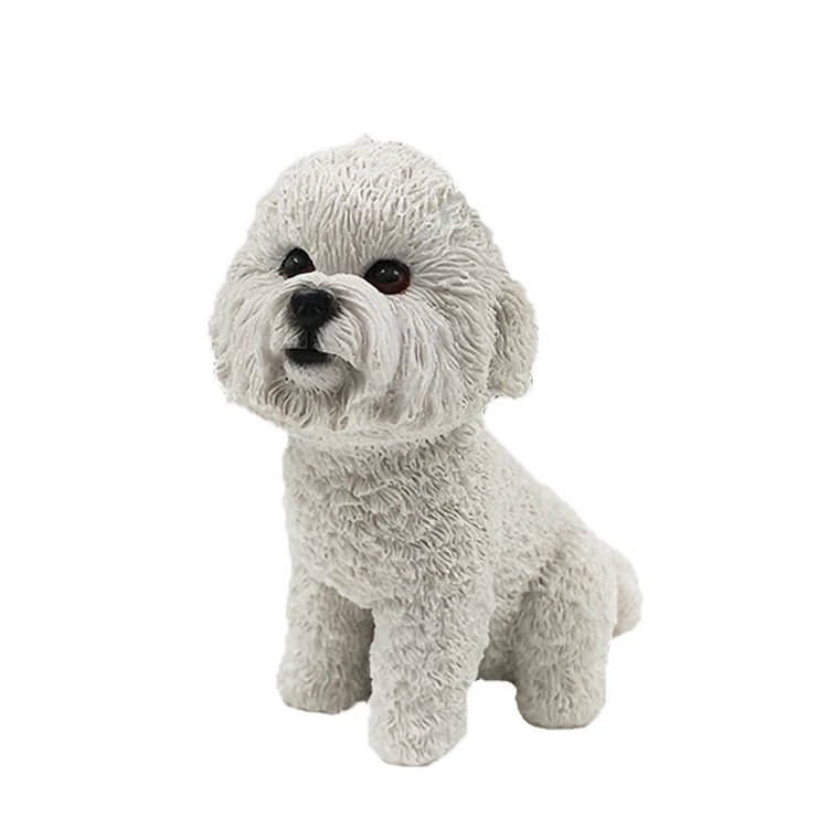 Besar Lucu Resin Bichon Frise Anjing Dekorasi Rumah Tangan Diukir