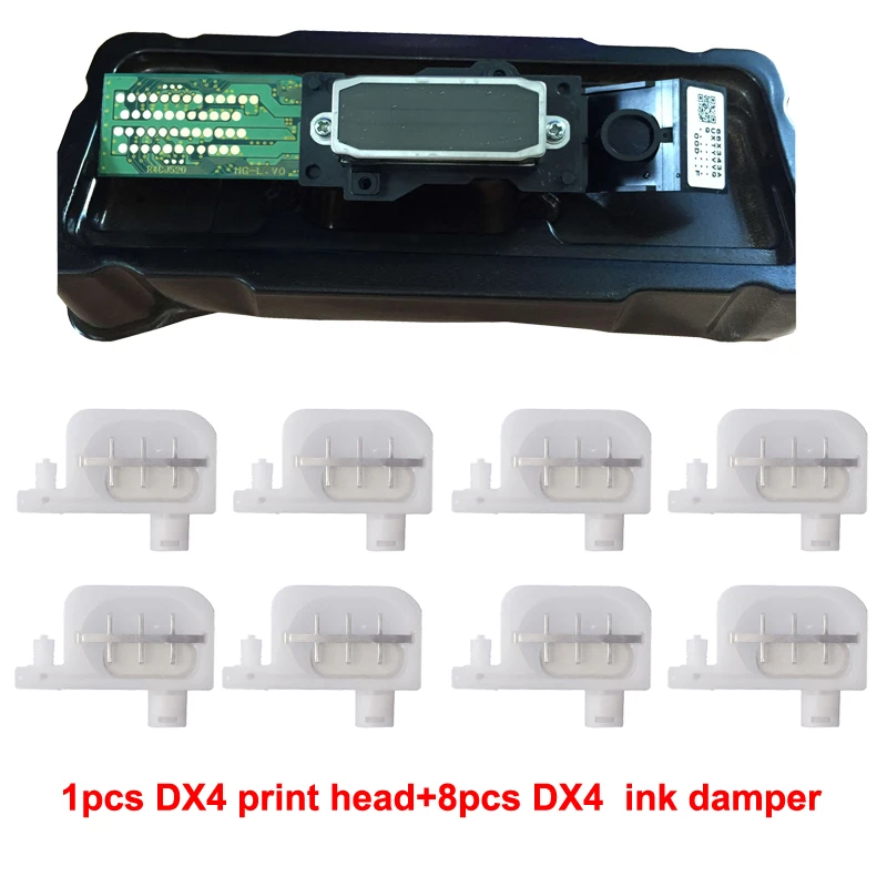 For Epson Mutoh Roland DX4 For Mimaki JV2 JV4 JV3 Eco Solvent Print head+8 pcs Ink Damper on High Quality Printhead