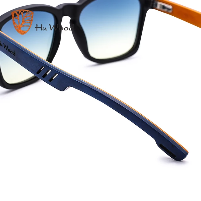 HU WOOD Brand Design Multi-color Frame Skateboard Wood Sunglasses For Men Color Gradient Lenses Driving Shade Anti-glare GR8011