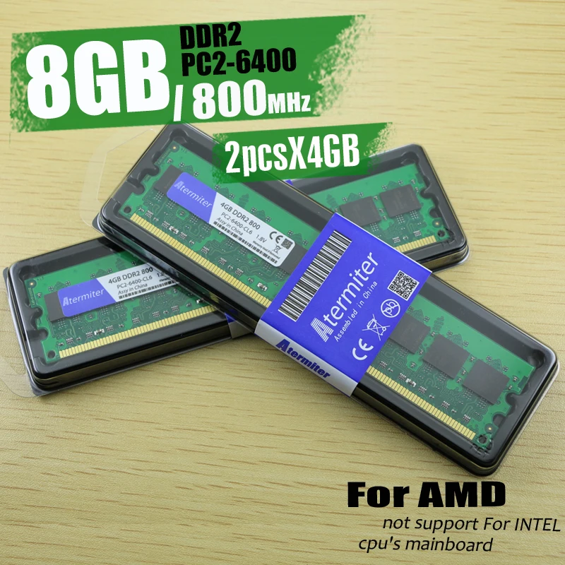 Новинка 8 Гб(2pcs4GB) DDR2 PC2-6400 800 МГц для настольных ПК Память DIMM ram 240 контакты для системы AMD Высокая совместимость