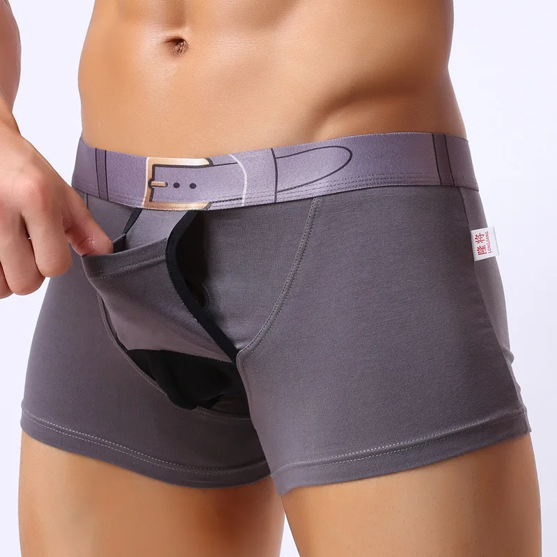 

Sexy Men Open Crotch Boxers Hollow Openable Panties Cotton Stage U Convex Pouch Gay Wear Jockstrap Fetish Erotic lingerie F11