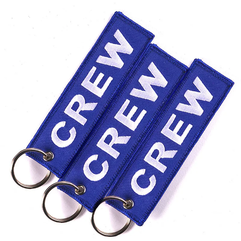 3-PCS-LOT-Blue-Crew-Keychain-for-Motorcycle-Keychains-llaveros-Luggage-Tag-Embroidery-Crew-Key-Chain