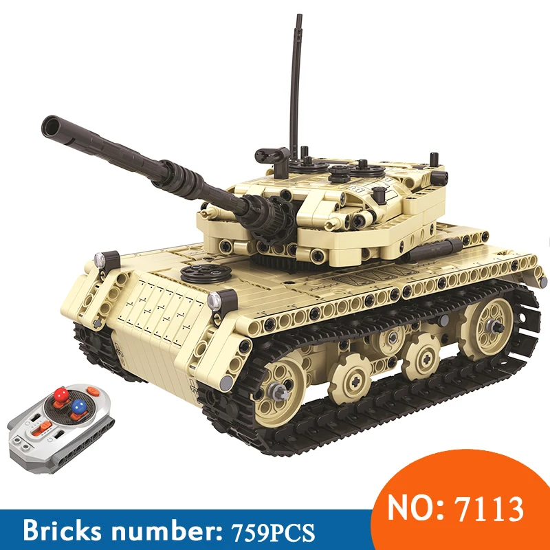 Winner 7113 759pcs Technic Military Remote Control font b RC b font Tank Electric Building Blocks