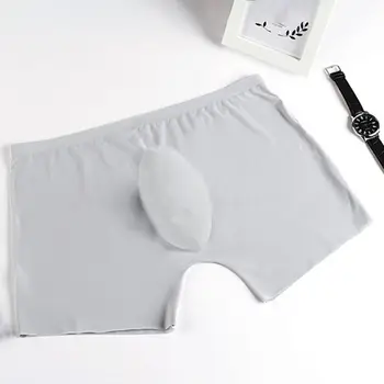 

Men Plus Size Ice Silk Underwear Seamless 3D U Convex Pouch Solid Color Boxer Mid Waist Loose Elastic Ultra-Thin Underpants