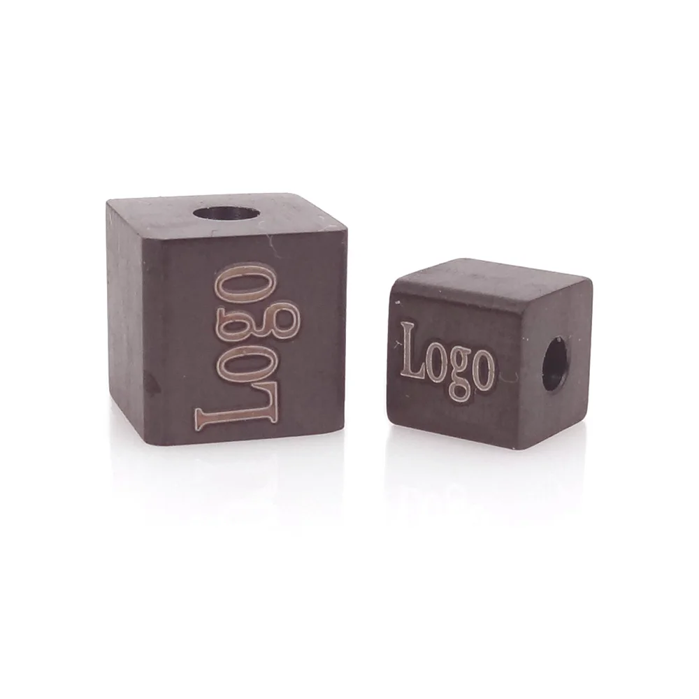 6 8 10 мм индивидуальная гравировка логотипа куб бусины 316l из нержавеющей стали бусины клиента для персонализированного бренда браслет DIY Лазерный поиск - Цвет: Engrave logo