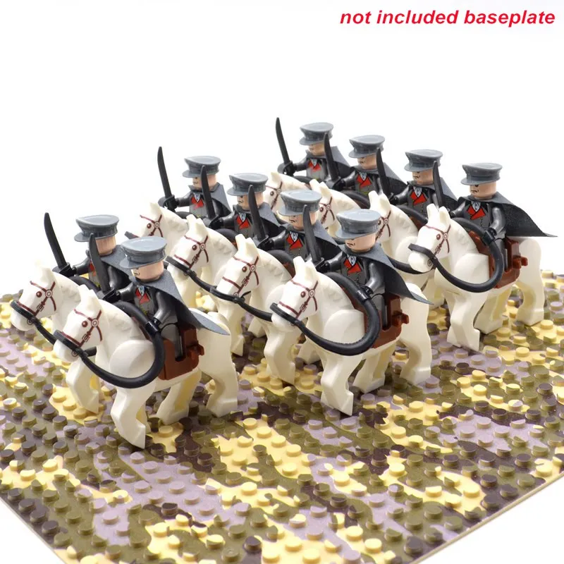 Online WW2 oficiales militares caballo de guerra francia italia alemán Japón EE. UU. Reino Unido China Rusia soldados bloques de construcción juguetes para niños