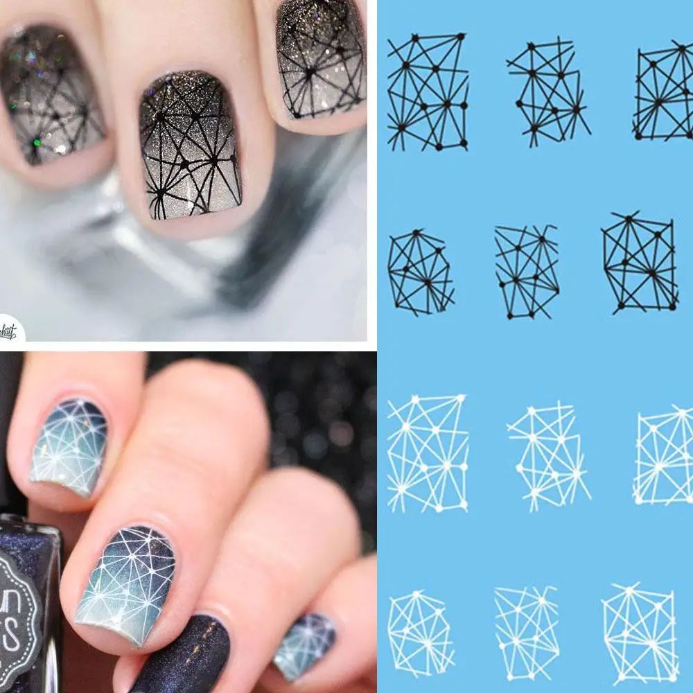 1 шт. геометрические узоры черные/белые наклейки для ногтей слайдеры татуировок