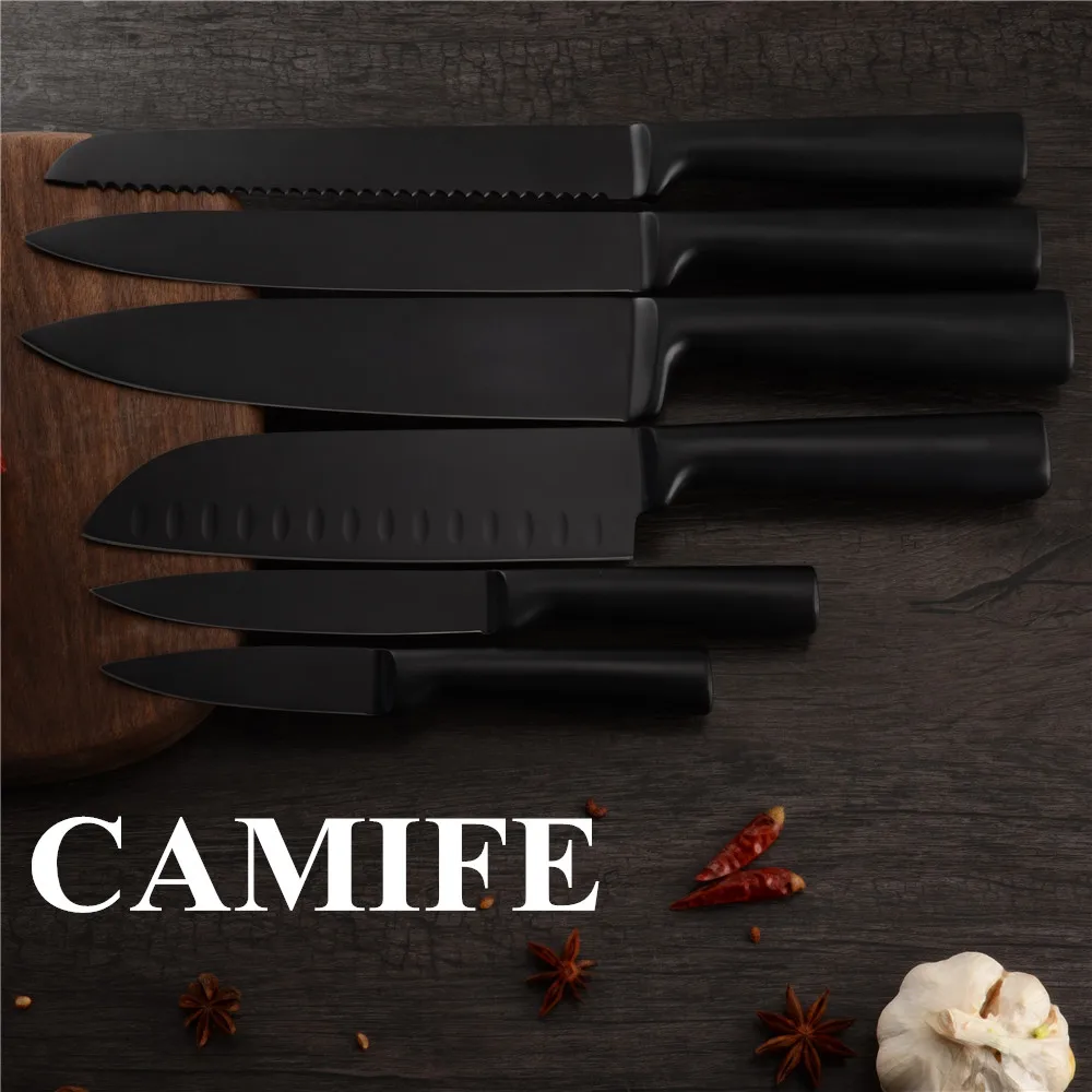 AINZUO 3cr13 набор кухонных ножей из нержавеющей стали для нарезки фруктов Santoku, нарезки хлеба, шеф-повара, накири, разделочные кухонные аксессуары