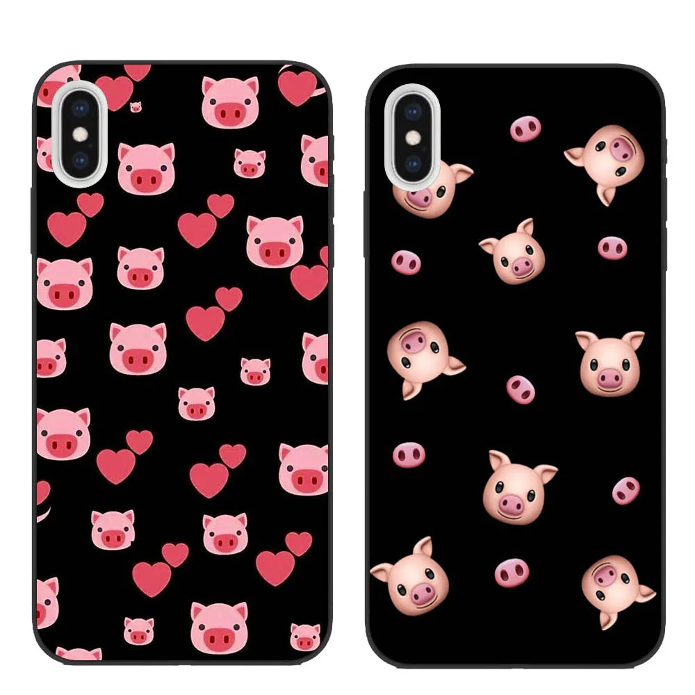 

Funny Cartoon Pig Print Pattern Phone Case For iphone X XR XS Max Case For iphone 6 S 5 5s 7 8 plus Soft Cover Cute Couple Cases