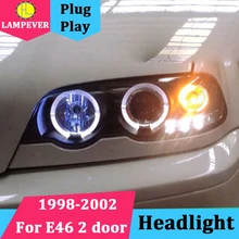 Lampever для BMW E46 фары 2 двери стиль 1998-2002 для 316 318 320 325 328i фары светодиодный угол глаза drl hid Биксеноновые линзы