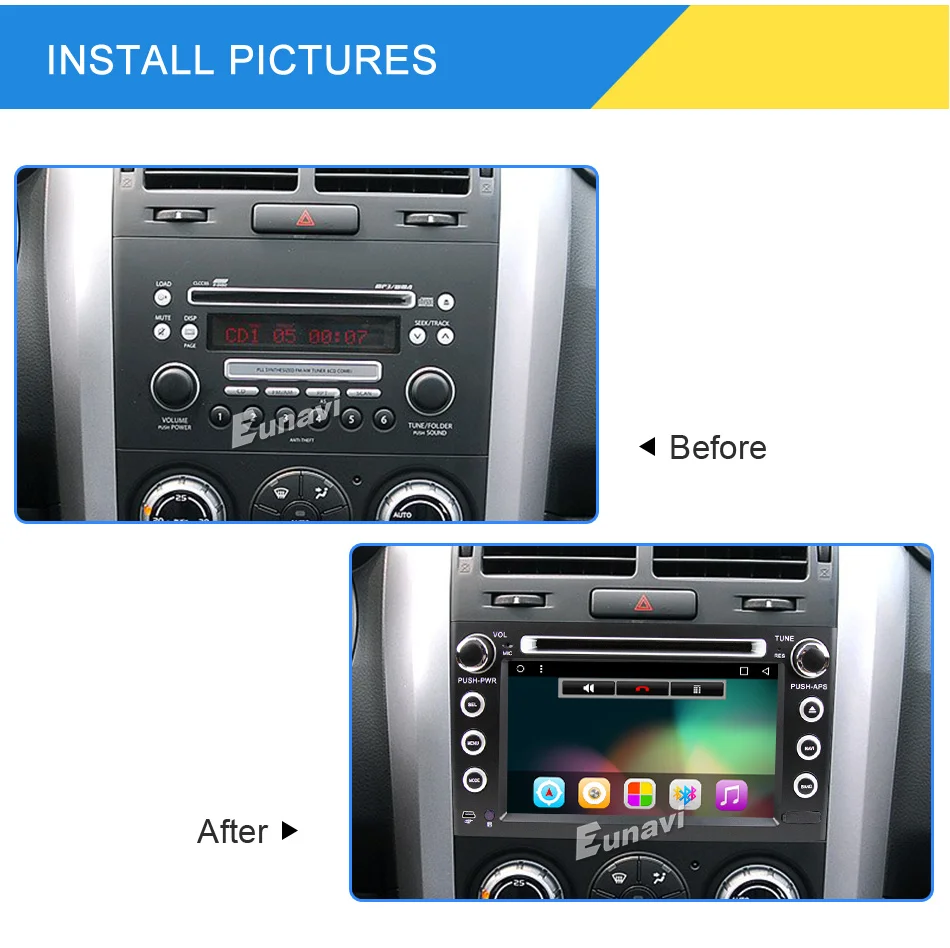 Excellent Eunavi 2 Din 7 inch tda7851 Android 8.1 Car Dvd Player For Suzuki Grand Vitara Radio Stereo GPS in dash car pc 1024*600 HD wifi 25