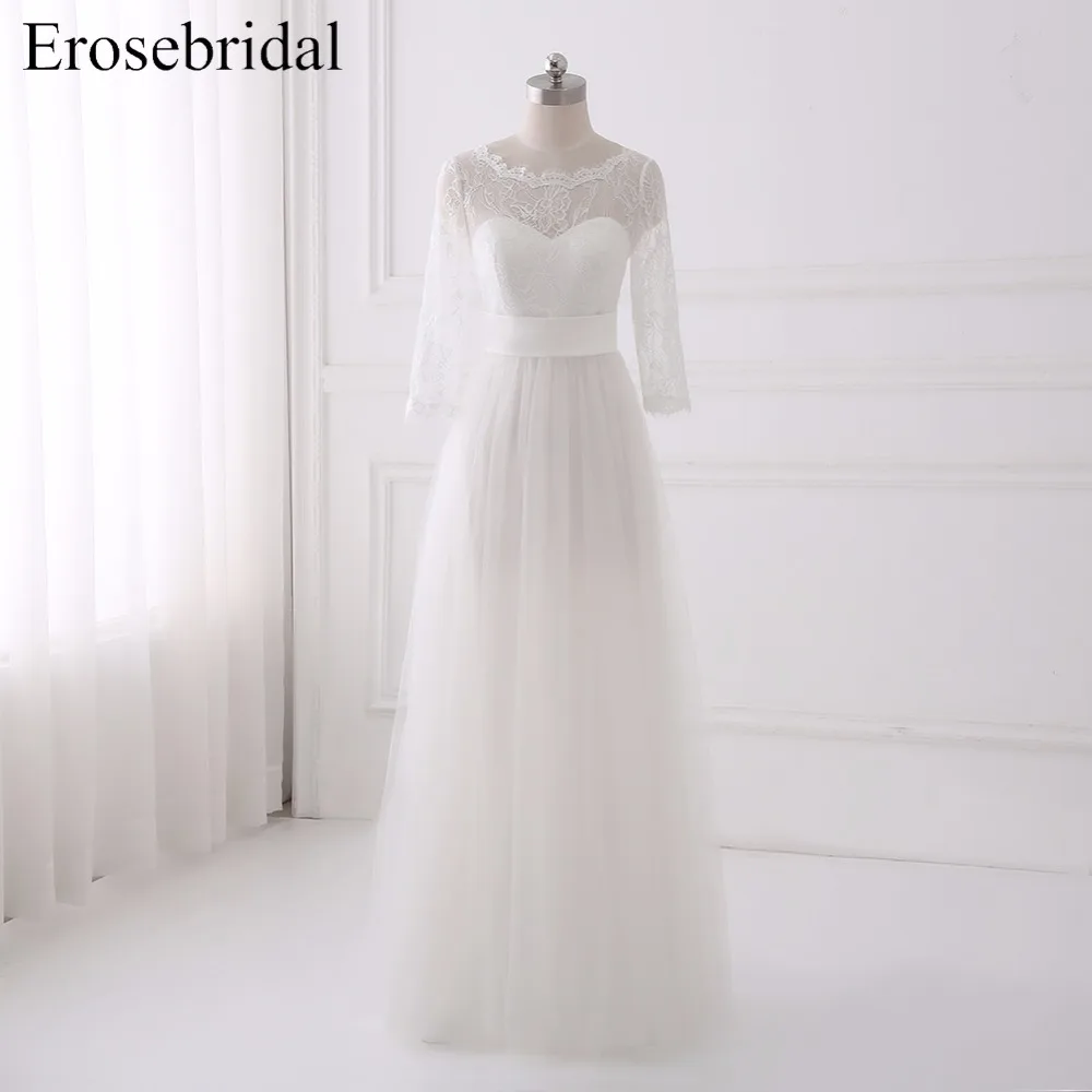 Простой богемное свадебное платье 2018 Erosebridal с длинным рукавом свадебное платье es плюс Размеры сексуальное свадебное платье с открытой