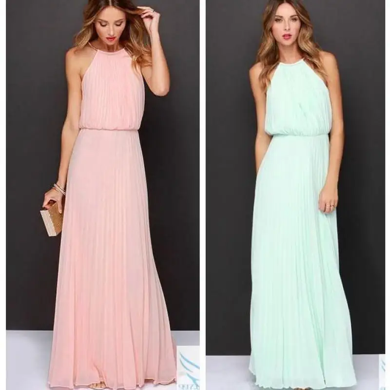 2016 Fashion Halter Chiffon Dress Color Sleeveless Vest Beach Maternity Gown Para Gravida In Pregnancy Clothes Ankle-dress | Мать и