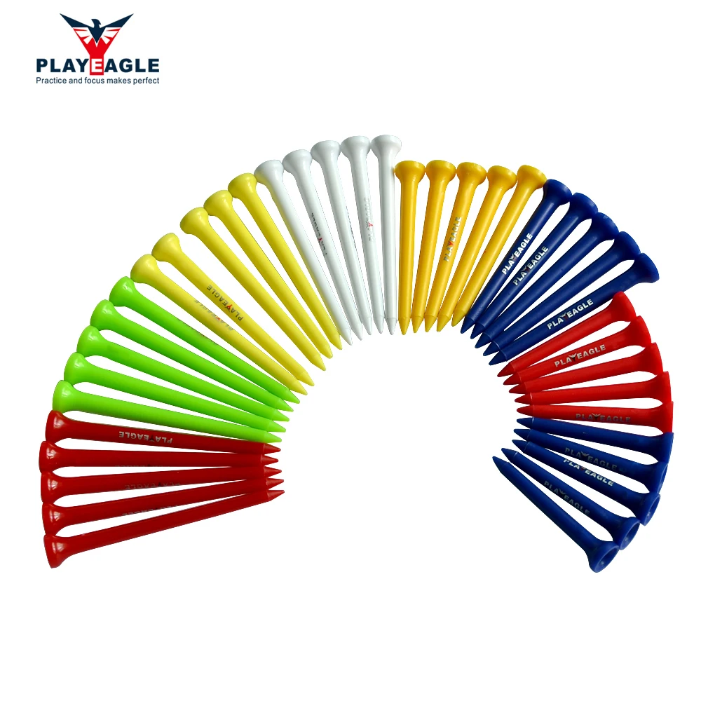 

PLAYEAGLE 5 Packs/100 pcs Multi Color Plastic Golf Tees with Different Size Golf Tee Golf Accessories Factory Wholesale
