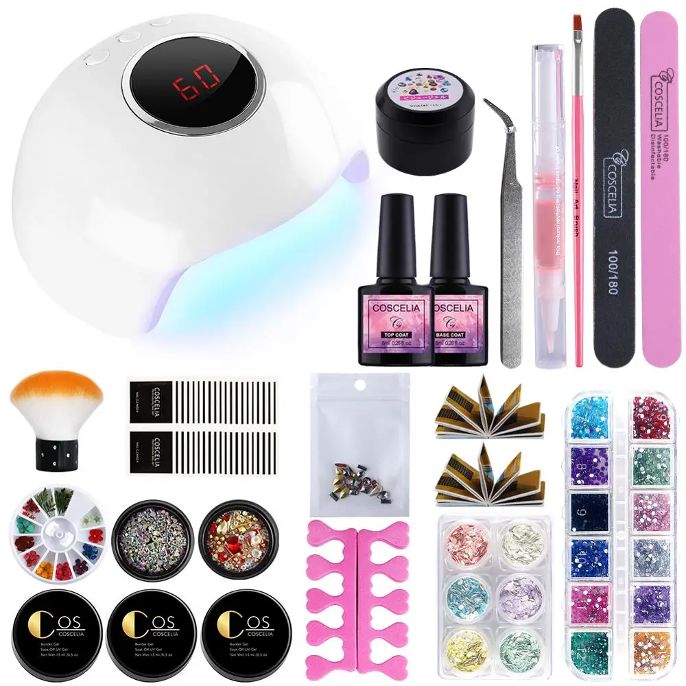 

24W Lamp For Nail Color UV Gel Nail Polish Kit Manicure Machine Art Tools Set Top Base Varnish Semi Permanant Uv Lamp