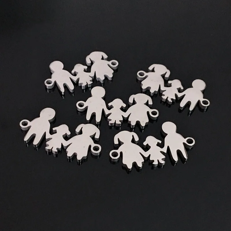 

5pcs Family Stainless Steel Charm Pendant For DIY Bracelet Necklace Jewelry Making