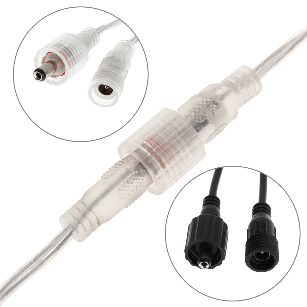 

1Pair DC 5.5 x 2.1mm IP68 Waterproof Male and Female Connector Plug 2 Pin Power Wires DC Power Socket Adapters Light Accessories