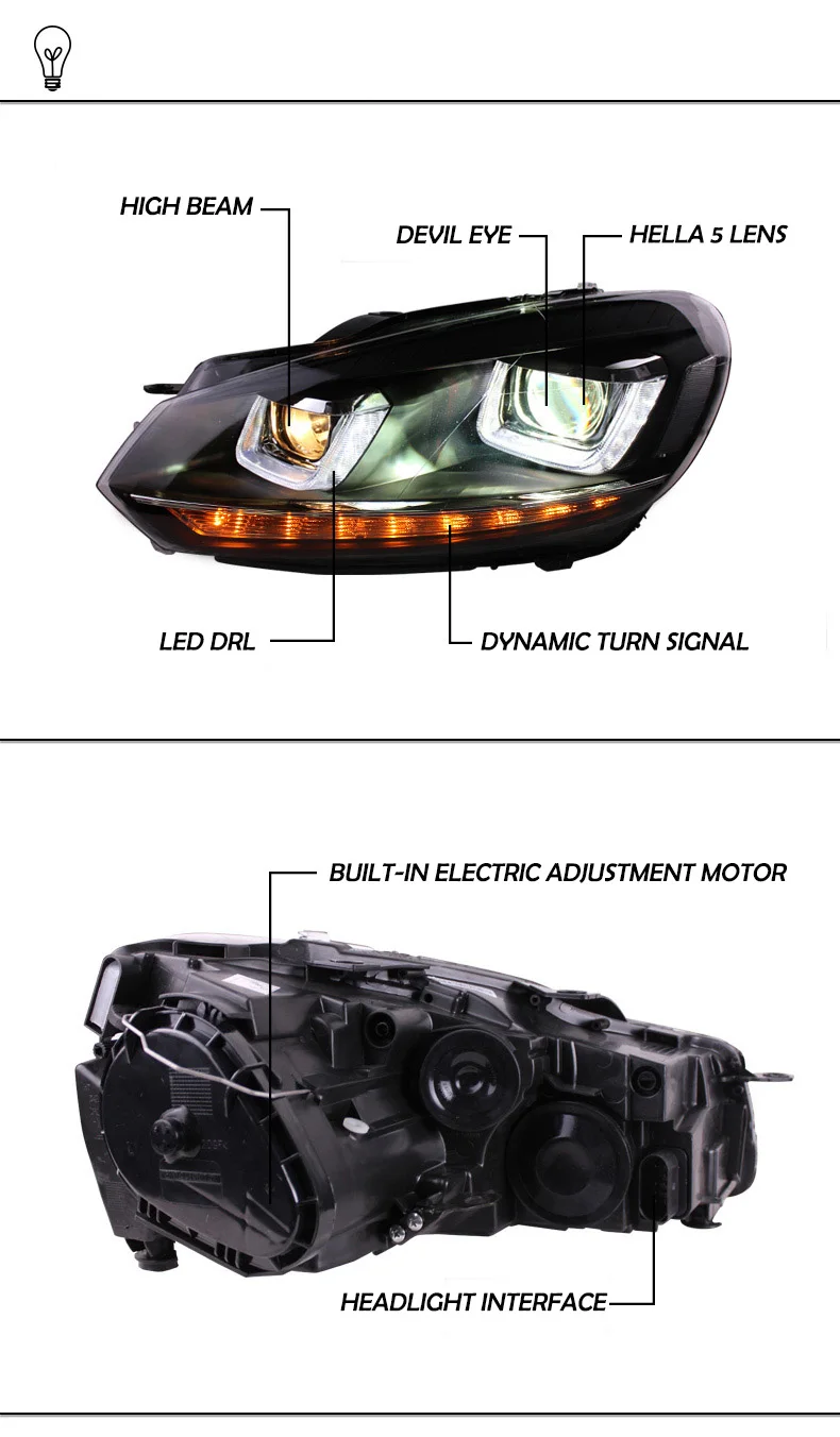 Автомобильный Стильный чехол для VW Golf6 MK6 2010- фары Golf 6 фары светодиодный фары DRL Объектив двойной луч HID