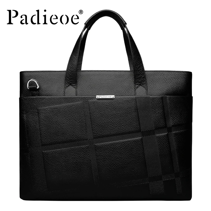

Padieoe 2019 New Arrival Mens Briefcase Fashion Genuine Leather Tote Laptop Bag Male Luxury Brand Men's Business Handbag