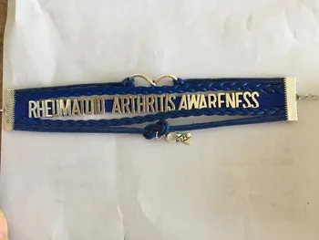 

10Pcs/Lot Infinity RHEUMATOID ARTHRITIS AWARENESS Breacelet Hope Ribbon Charm Handmade Bracelets & Bangles Jewelry
