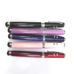 4 в 1 многофункциональные ручки: емкостный Стилусы ручка + Шариковая ручка + красная лазерная указка + белый светодиодный фонарик