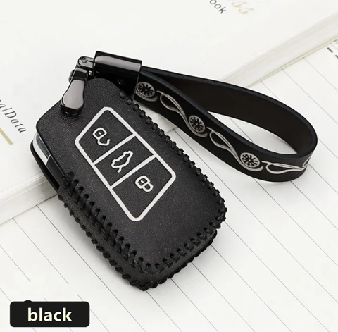 Высококачественная Автомобильная Умная Ручка ключа из натуральной кожи для Volkswagen VW Passat B8 CC Magotan автомобильный Стайлинг - Название цвета: black one set