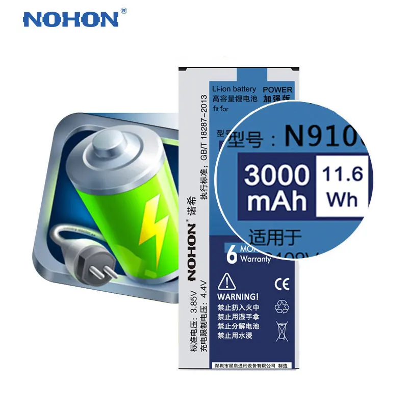 2018 Оригинальный аккумулятор для телефона NOHON Samsung Galaxy Note 4 Note4 N9100 N9109W N9108V EB BN916BBC 3000