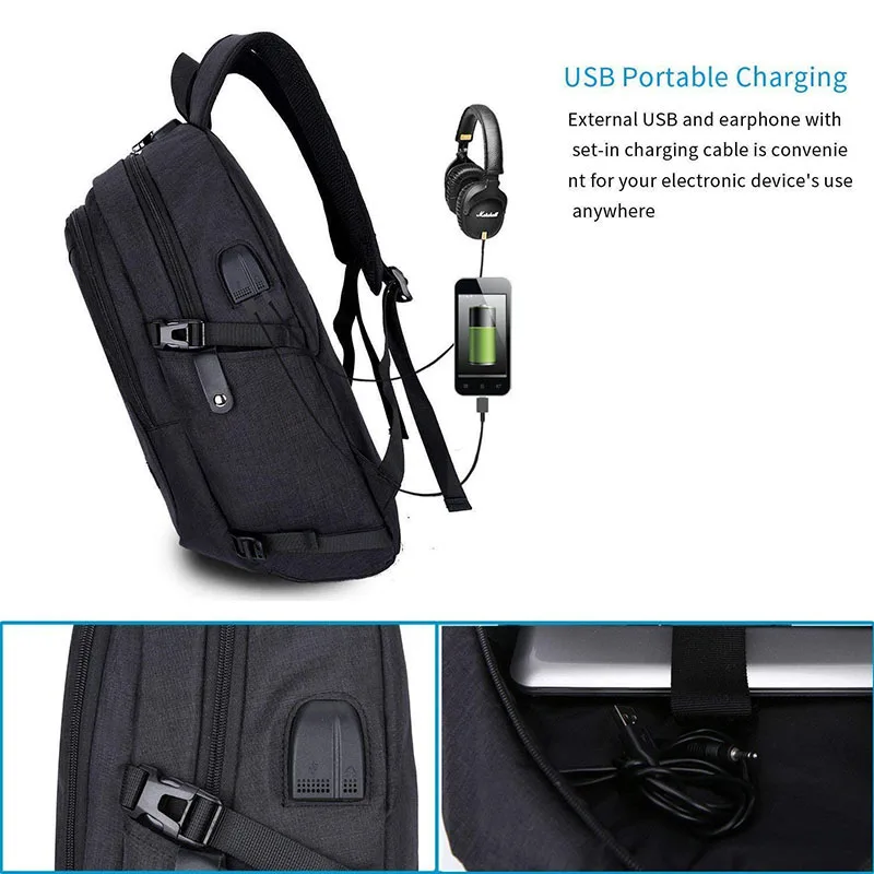 Laptop Backpack Outdoor Sport Bags USB Charging Port Computer Bag School Bookbag Business Backbag Unisex Travel Camping Riding (7)