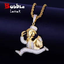 Ожерелье с подвеской в виде сумки для денег в долларах и золотых монополиях, Цепочка с кубическим цирконием, украшения в стиле хип-хоп для подарка