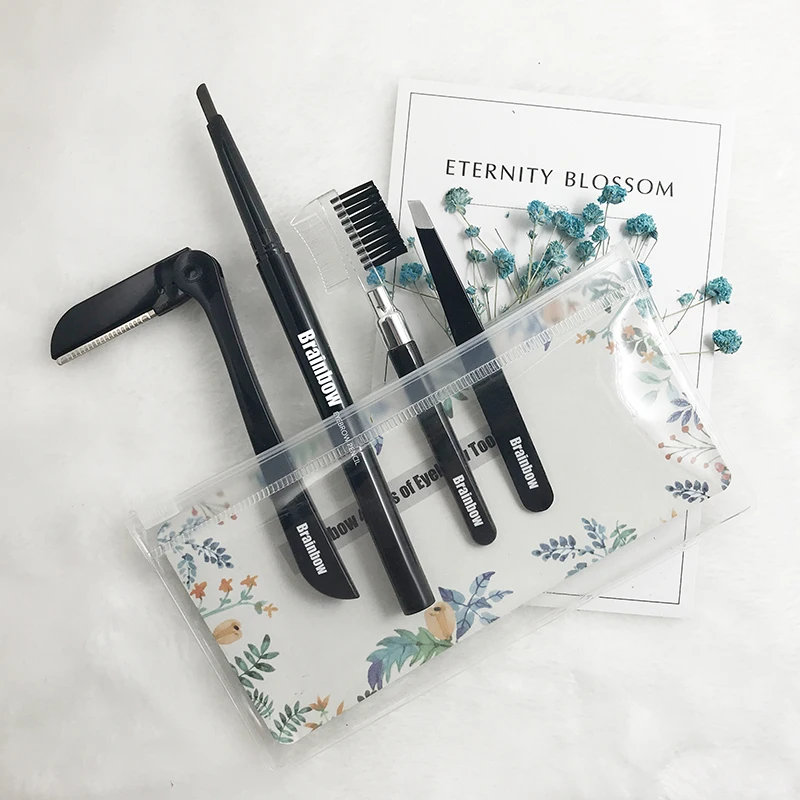 

Brainbow 4pcs/bag Eyes Makeup Set&Kit Double Head Eyebrow Pen Cream&Eyebrow Brush & Eyebrow Tweezers & Eyebrow Trimmer 5 Colors
